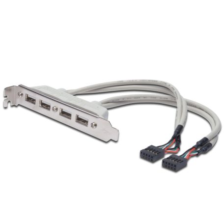 Assmann USB Slot Bracket cable, 4x type A-2x10pin IDC