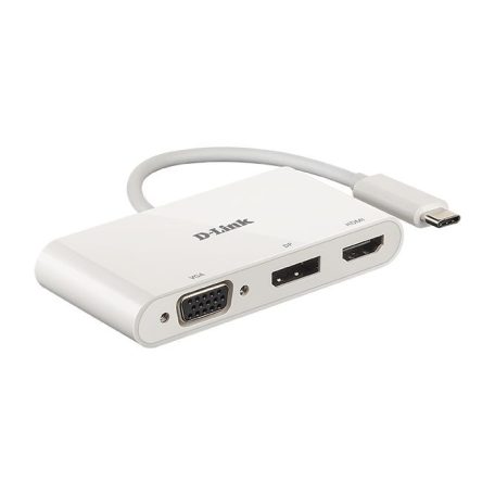 D-Link 3‑in‑1 USB‑C to HDMI/VGA/DisplayPort Adapter White