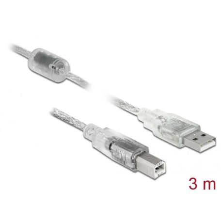 DeLock USB2.0 Type-A male > USB2.0 Type-B male 3m cable Transparent