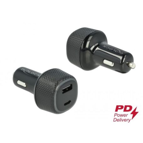 DeLock Car charger USB Type-C PD 3.0 and USB Type-A with 63W Black