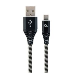   Gembird CC-USB2B-AMCM-1M-BW Premium cotton braided Type-C USB charging and data cable 1m Black/White