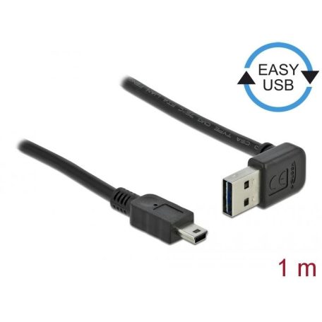 DeLock EASY-USB 2.0 Type-A male angled up / down > USB 2.0 Type Mini-B male 1m Cable Black