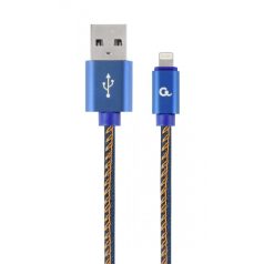   Gembird CC-USB2J-AMLM-1M-BL Lightning Premium cotton braided 8-pin charging and data cable 1m Blue