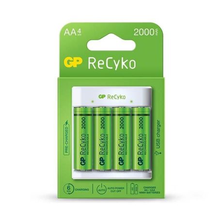 GP ReCyko Eco E411 akkutöltő  + 4×AA GP ReCyko 2000