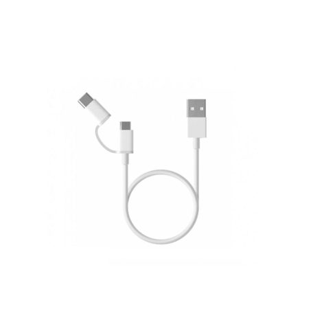 Xiaomi Mi 2 in 1 USB cable microUSB/USB Type-C 0,3m White