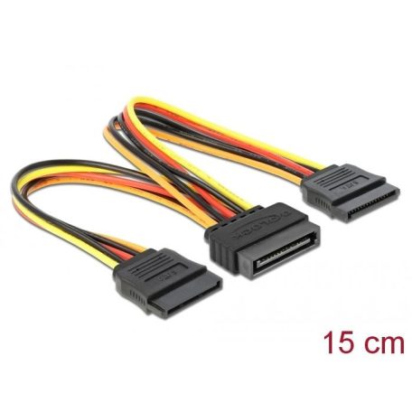 DeLock Cable Power SATA 15pin plug > 2xPower SATA 15 pin receptacle 15cm