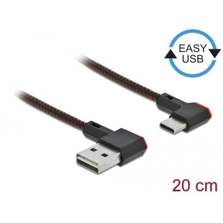 DeLock EASY-USB 2.0 Cable Type-A male to USB Type-C male angled left / right 0,2m Black