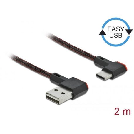 DeLock EASY-USB 2.0 Cable Type-A male to USB Type-C male angled left / right 2m Black