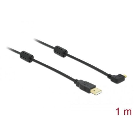 DeLock USB-A male > USB micro-B male angled 270° Cable 1m Black