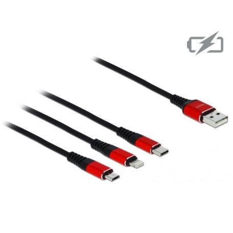 DeLock USB Charging Cable 3 in 1 for Lightning / microUSB / USB Type-C 1m Black