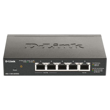 D-Link DGS-1100-05PDV2 5-Port Gigabit PoE Smart Managed Switch and PoE Extender