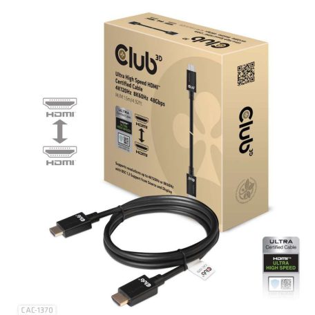 Club3D Ultra High Speed HDMI 4K120Hz, 8K60Hz Certified Cable 48Gbps M/M 1,5m Black