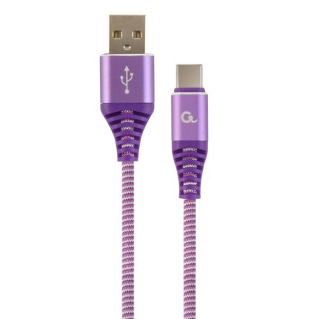 Gembird CC-USB2B-AMCM-2M-PW Premium cotton braided Type-C USB charging and data cable 2m Purple/White