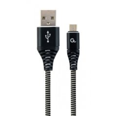   Gembird CC-USB2B-AMmBM-1M-BW Premium cotton braided Micro-USB charging and data cable 1m Black/White