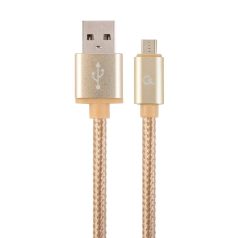   Gembird Cotton braided Micro-USB cable with metal connectors 1,8m Gold