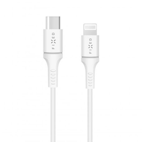 FIXED adat és töltőkábel USB-C, Lightning, PD, 2 m, MFI, 60W, fehér