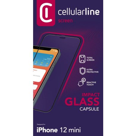 Cellularline Protective tempered glass for full screen CAPSULE for Apple iPhone 12, black