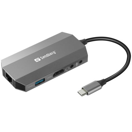 Sandberg USB-C 6 in1 Travel Dock Gray