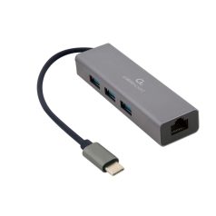   Gembird USB-C Gigabit network adapter with 3-port USB 3.1 hub Grey