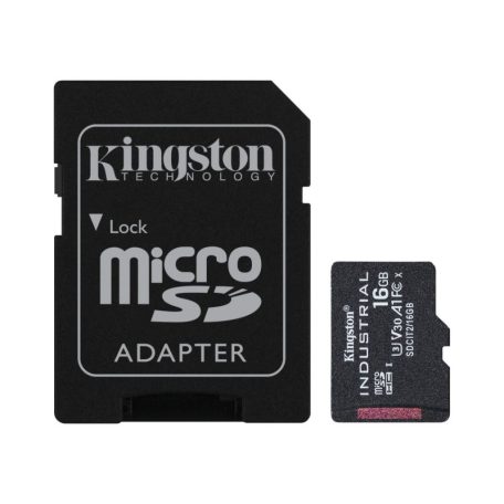 Kingston 16GB microSDHC Class 10 CL10 U3 V30 A1 Industrial + adapterrel