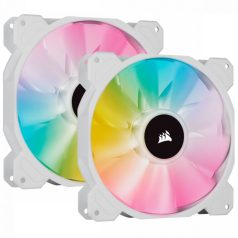   Corsair iCUE SP140 RGB ELITE Performance 140mm White PWM Fan Dual Fan Kit with Lighting Node CORE