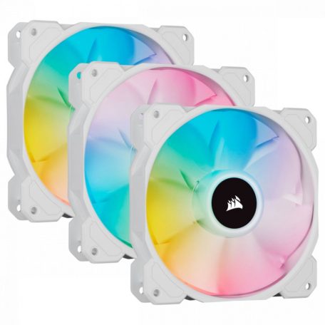 Corsair iCUE SP120 RGB ELITE Performance 120mm White PWM Fan Triple Pack with Lighting Node CORE