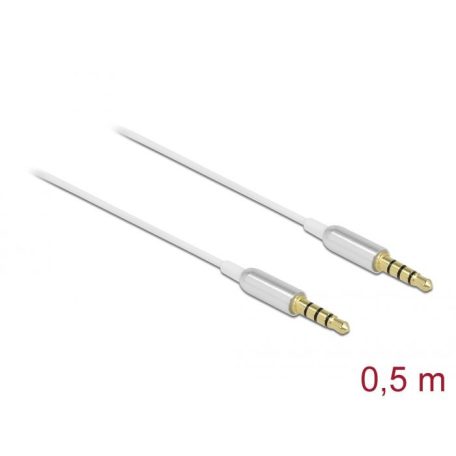 DeLock Stereo Jack Cable 3.5mm 4 pin male to male Ultra Slim 0,5m White