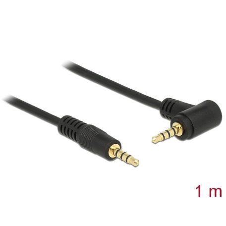 DeLock Stereo Jack 3.5 mm 4 pin male > male angled 1m Cable Black