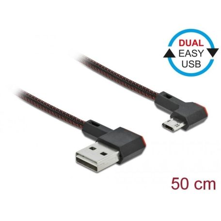 DeLock EASY-USB 2.0 Cable Type-A male to EASY-USB Type Micro-B male angled left/right 0,5m Black