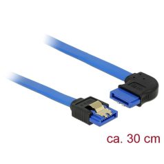   DeLock SATA 6 Gb/s receptacle straight > SATA receptacle right angled 30 cm blue with gold clips Cable Blue