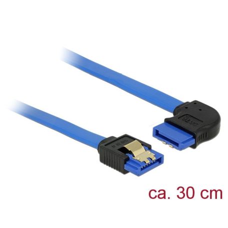 DeLock SATA 6 Gb/s receptacle straight > SATA receptacle right angled 30 cm blue with gold clips Cable Blue