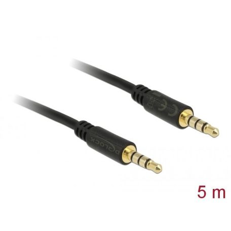 DeLock Stereo Jack Cable 3.5 mm 4 pin male to male 5m Black