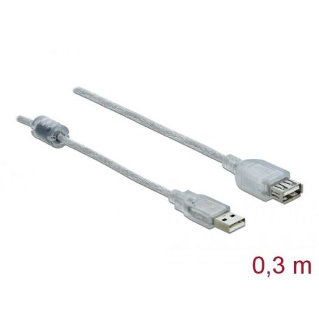 DeLock Extension cable USB 2.0 Type-A male > USB 2.0 Type-A female 0,3m Transparent