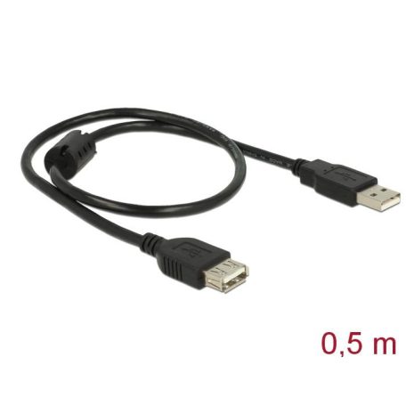 DeLock Extension cable USB 2.0 Type-A male > USB 2.0 Type-A female 0,5m Black