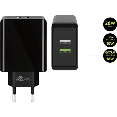 Goobay Dual USB Wall Quick Charge Black