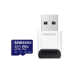   Samsung 512GB microSDXC Pro Plus Class10 U3 A2 V30 + Memóriakártya olvasó