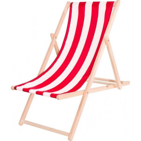 Platinet Garden Wooden Sunbed Summer Red Stripes