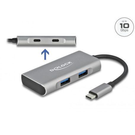 DeLock External USB 3.2 Gen 2 USB Type-C Hub with 2x USB Type-A and 2 x USB Type-C