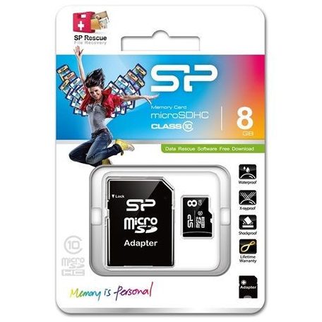 Silicon Power 8GB microSDHC Class10 + SD adapterrel