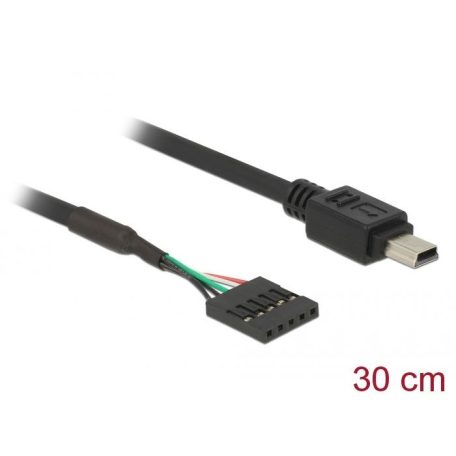 DeLock USB 2.0 pin header female 5 pin > USB 2.0 Type Mini-B male cable 0,3m Black