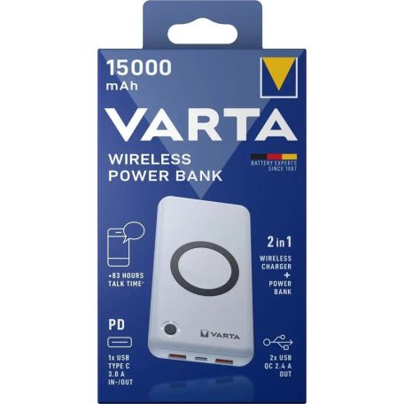 Varta Wireless 15000mAh PowerBank White