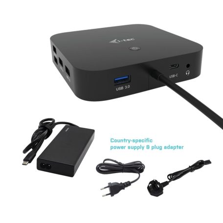 I-TEC USB-C Dual Display Docking Station with Power Delivery 65W + i-tec Universal Charger 77 W