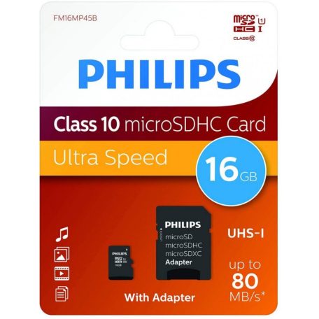 Philips 16GB microSDHC Class10 UHS-I U1 + adapterrel