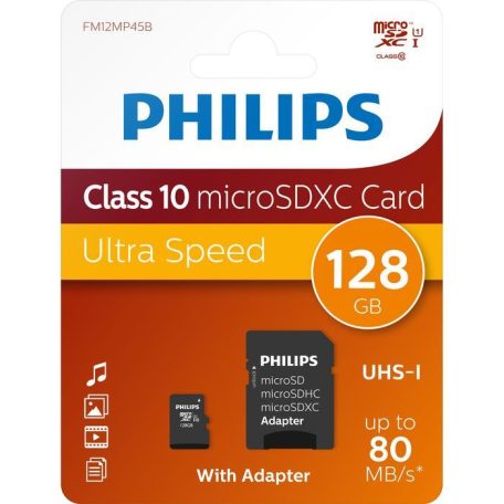 Philips 128GB microSDXC Class10 UHS-I U1 + adapterrel