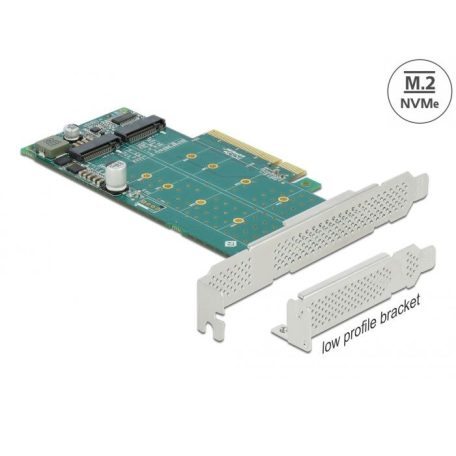 DeLock PCI Express x8 Card to 2x internal NVMe M.2 Key M Bifurcation Low Profile Form Factor