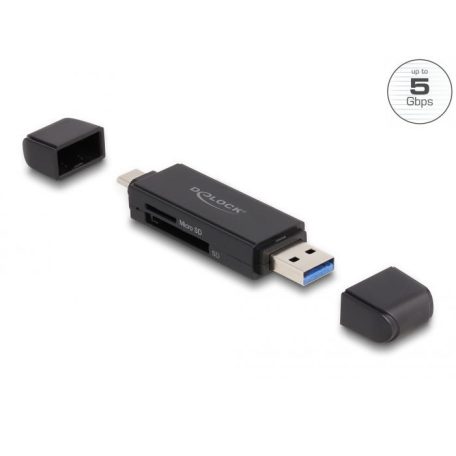 DeLock Card Reader SuperSpeed USB 5 Gbps USB Type-C / Type-A for SD and Micro SD memory cards