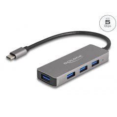   DeLock 4 Port USB 3.2 Gen 1 Hub with USB Type-C connector – USB Type-A ports on the side