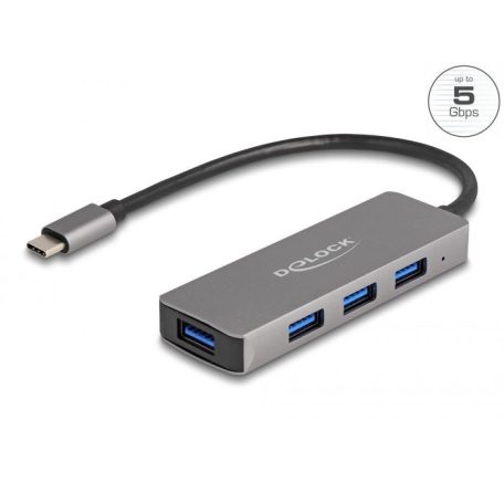 DeLock 4 Port USB 3.2 Gen 1 Hub with USB Type-C connector – USB Type-A ports on the side