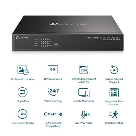 TP-Link VIGI NVR1008H-8MP VIGI 8 Channel PoE+ Network Video Recorder