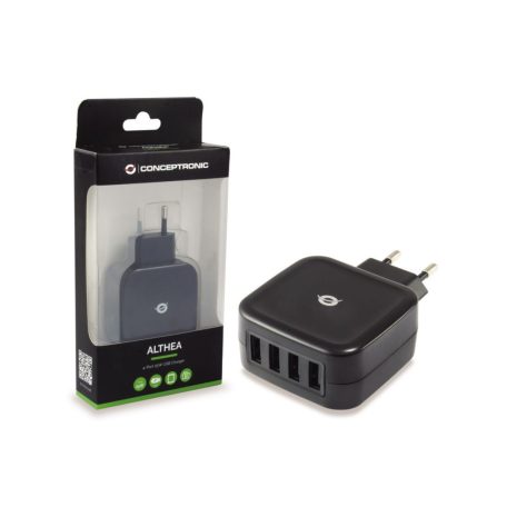 Conceptronic  ALTHEA04B  4-Port 25W USB Charger Adapter Black